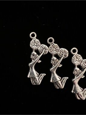 Silver Cheerleader Pom-Pom Charm Pendant - Women Jewelry